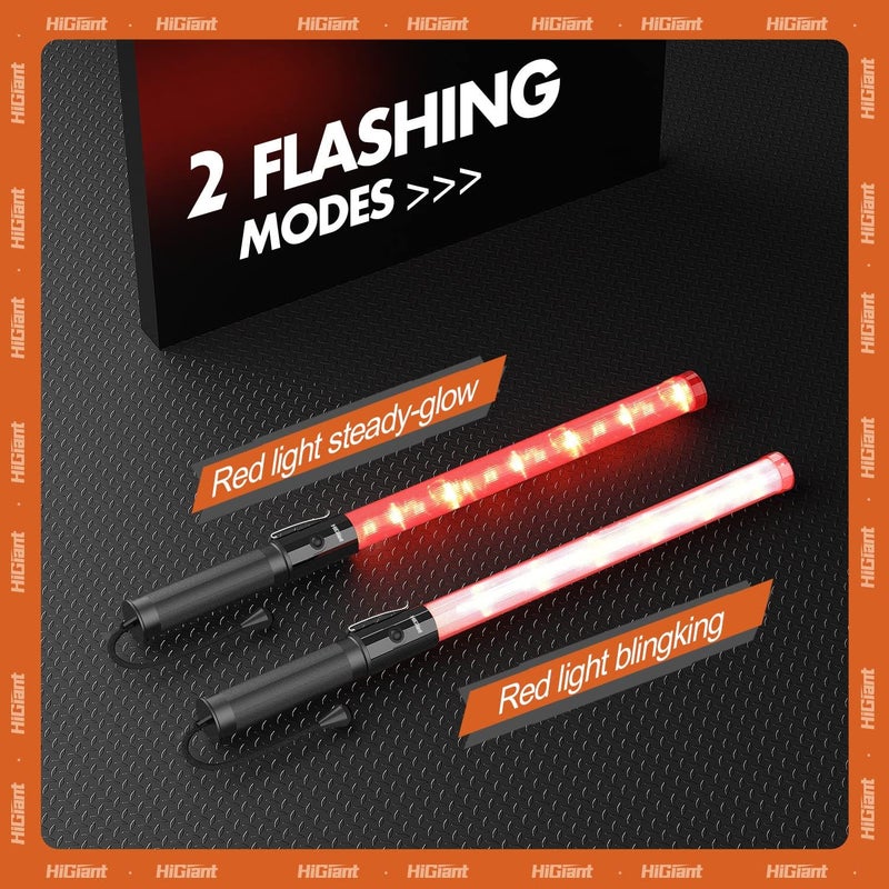 HiGiant Store [6 Pack] 21inch Traffic Wand, LED Traffic Control Baton, Red Light Wands with 2 Flashing Modes, Air Traffic Control Light with Side Clip for Parking Direct, Airport Safety - Image 4